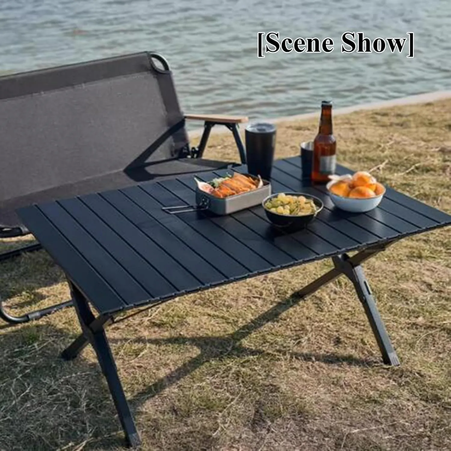 SOBOUR Ultra-Light Camping Table Folding Camping Picnic Table Compact Frame Camping Table Roll Up Table Top with Carry Bag for Camp