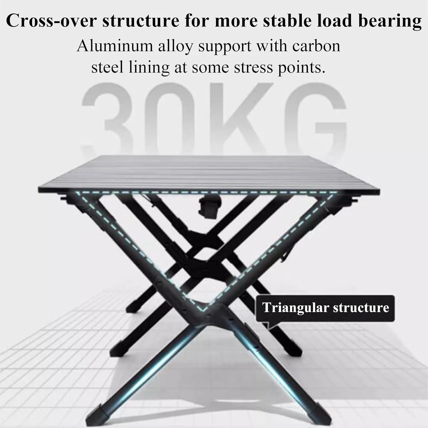 SOBOUR Ultra-Light Camping Table Folding Camping Picnic Table Compact Frame Camping Table Roll Up Table Top with Carry Bag for Camp