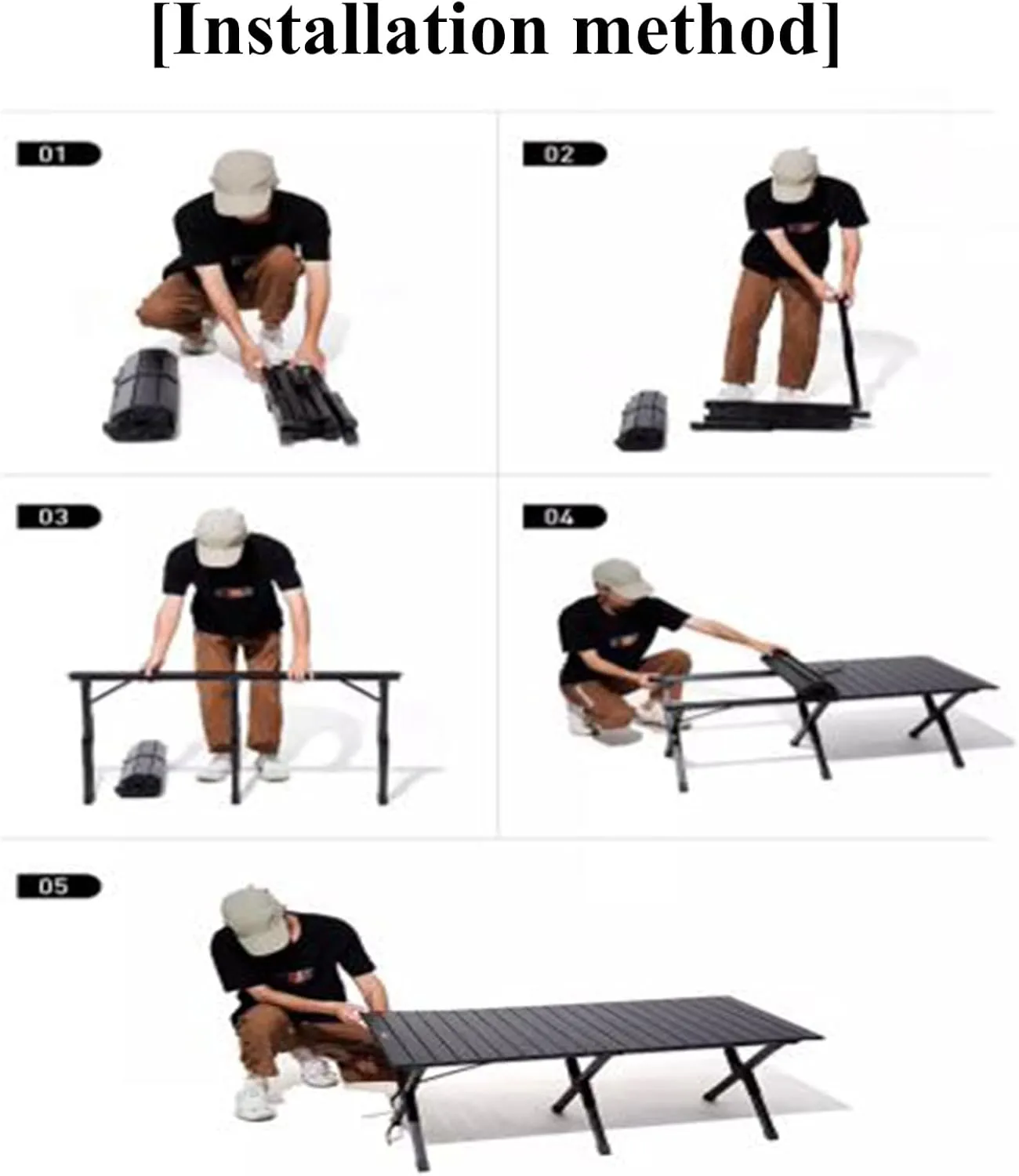 SOBOUR Ultra-Light Camping Table Folding Camping Picnic Table Compact Frame Camping Table Roll Up Table Top with Carry Bag for Camp