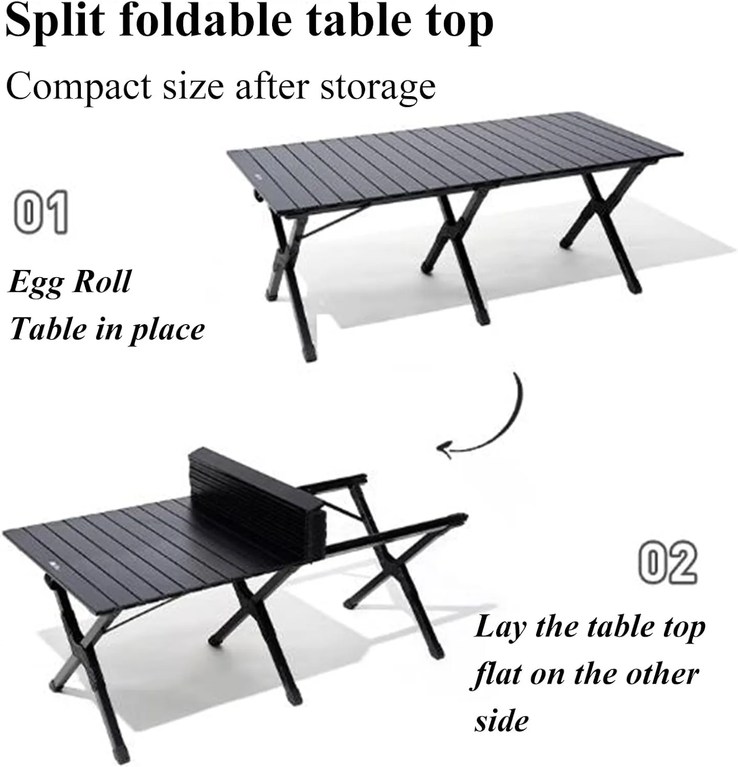 SOBOUR Ultra-Light Camping Table Folding Camping Picnic Table Compact Frame Camping Table Roll Up Table Top with Carry Bag for Camp