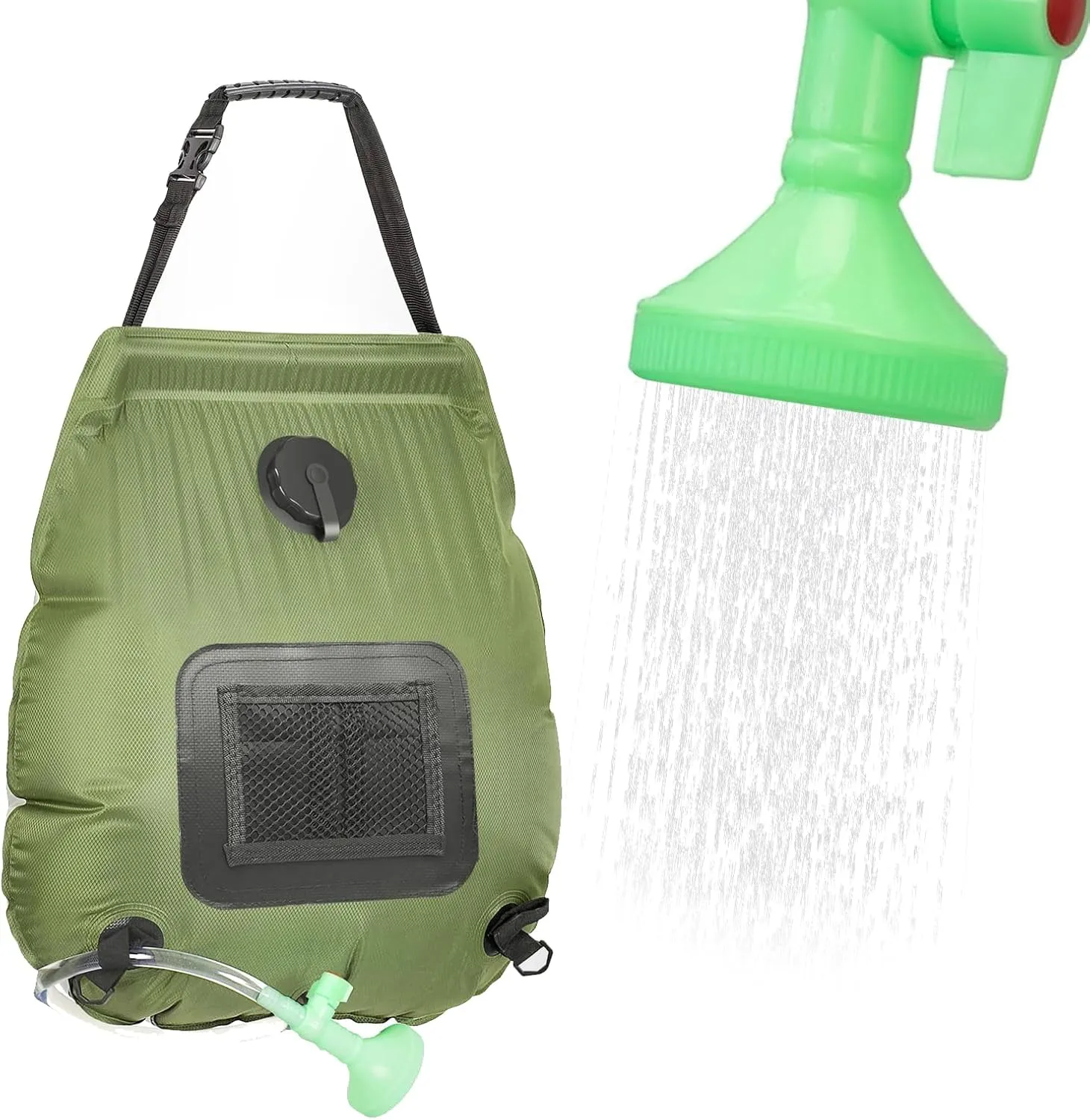 Solar Portable Shower Bag, 5 Gal / 20L Solar Heating Outdoor Camping Shower Bag with On-Off Switchable Shower Head & Removable Hose Suitable for Camping, Hiking, Travel, Beach Swimming