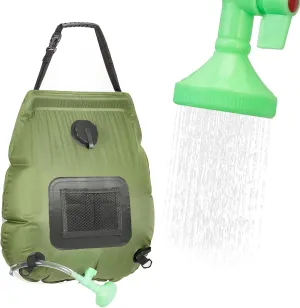 Solar Portable Shower Bag, 5 Gal / 20L Solar Heating Outdoor Camping Shower Bag with On-Off Switchable Shower Head & Removable Hose Suitable for Camping, Hiking, Travel, Beach Swimming