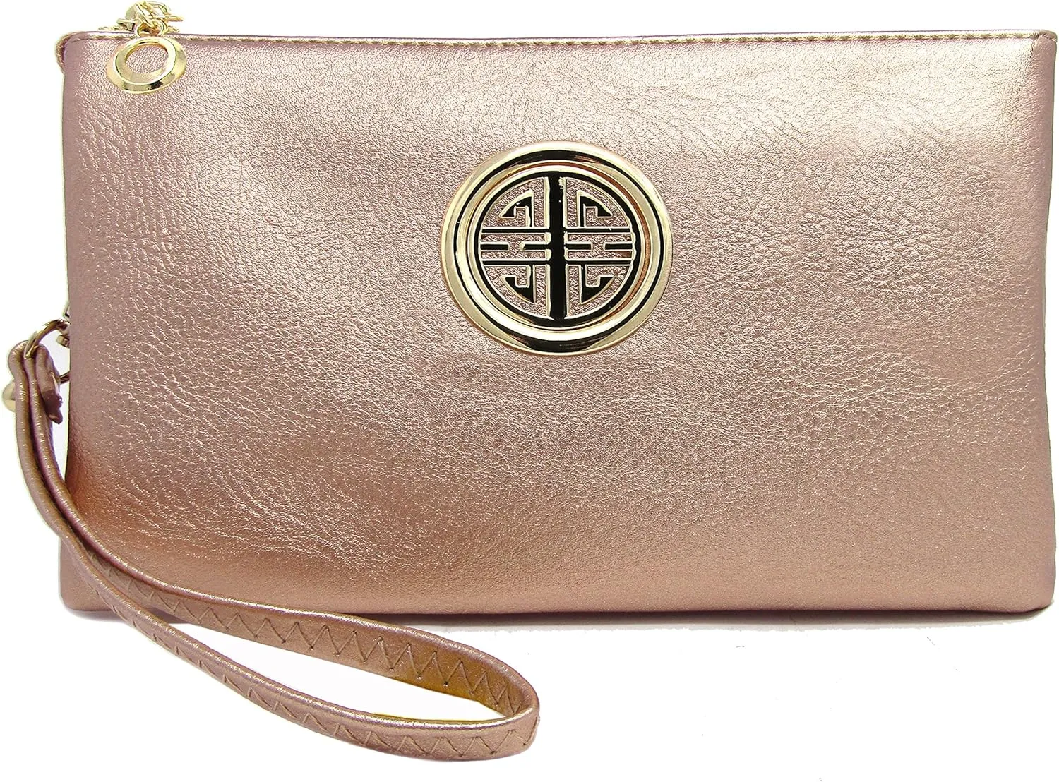 Solene Womens and Girls Multi Compartment Functional Emblem Crossbody Bag With Detachable Wristlet