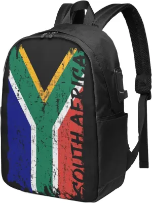 South Africa Flag Laptop Backpacks Travel Backpack Casual Business Daypack Sport Rucksack Computer Bag Fits up to 17 Inch Notebook with USB Port