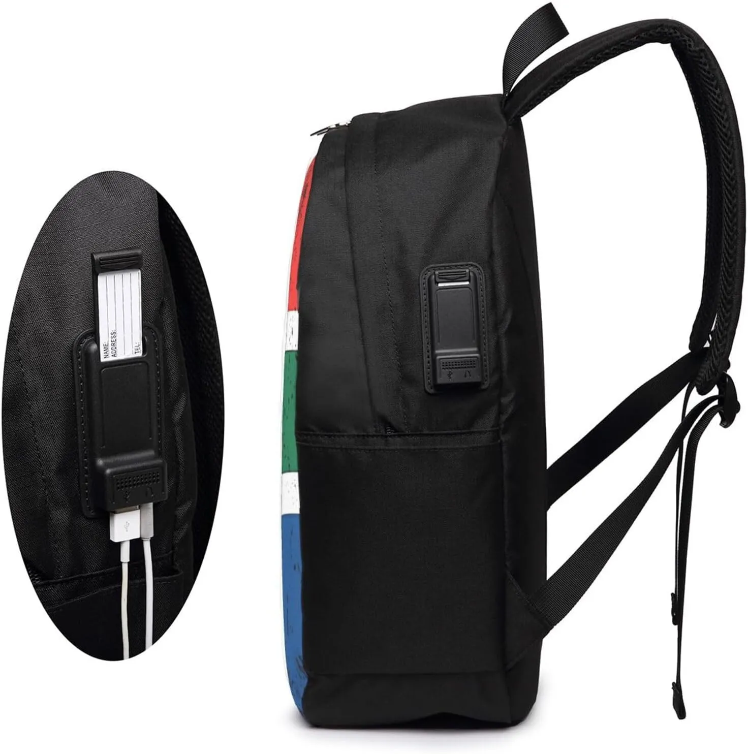 South Africa Flag South African Root Laptop Backpacks Travel Backpack Casual Business Daypack Sport Rucksack Computer Bag Fits up to 17 Inch Notebook with USB Port