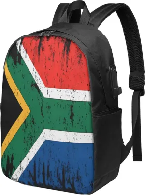 South Africa Flag South African Root Laptop Backpacks Travel Backpack Casual Business Daypack Sport Rucksack Computer Bag Fits up to 17 Inch Notebook with USB Port