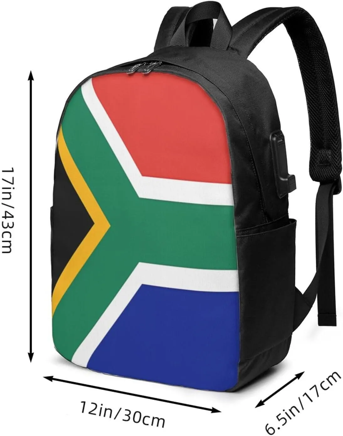South African Flag Laptop Backpacks Travel Backpack Casual Business Daypack Sport Rucksack Computer Bag Fits up to 17 Inch Notebook with USB Port