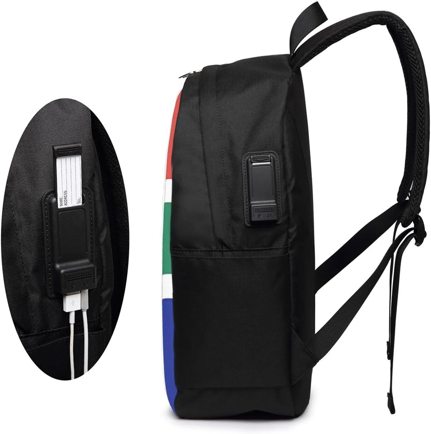 South African Flag Laptop Backpacks Travel Backpack Casual Business Daypack Sport Rucksack Computer Bag Fits up to 17 Inch Notebook with USB Port