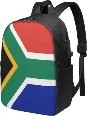 South African Flag Laptop Backpacks Travel Backpack Casual Business Daypack Sport Rucksack Computer Bag Fits up to 17 Inch Notebook with USB Port