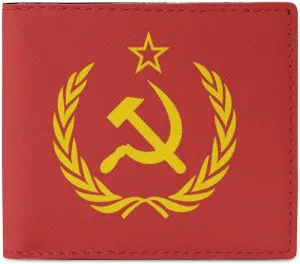 Soviet Union CCCP USSR Emblem Red Small Bifold Wallets for Men Women Credit Card Holder Wallet Purse, style