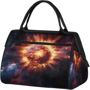 Space Explosive Earth Travel Duffle Bag, Waterproof Duffel Bag Weekender Overnight Carry On Bag Lightweight Sport Gym Bag for Men Women