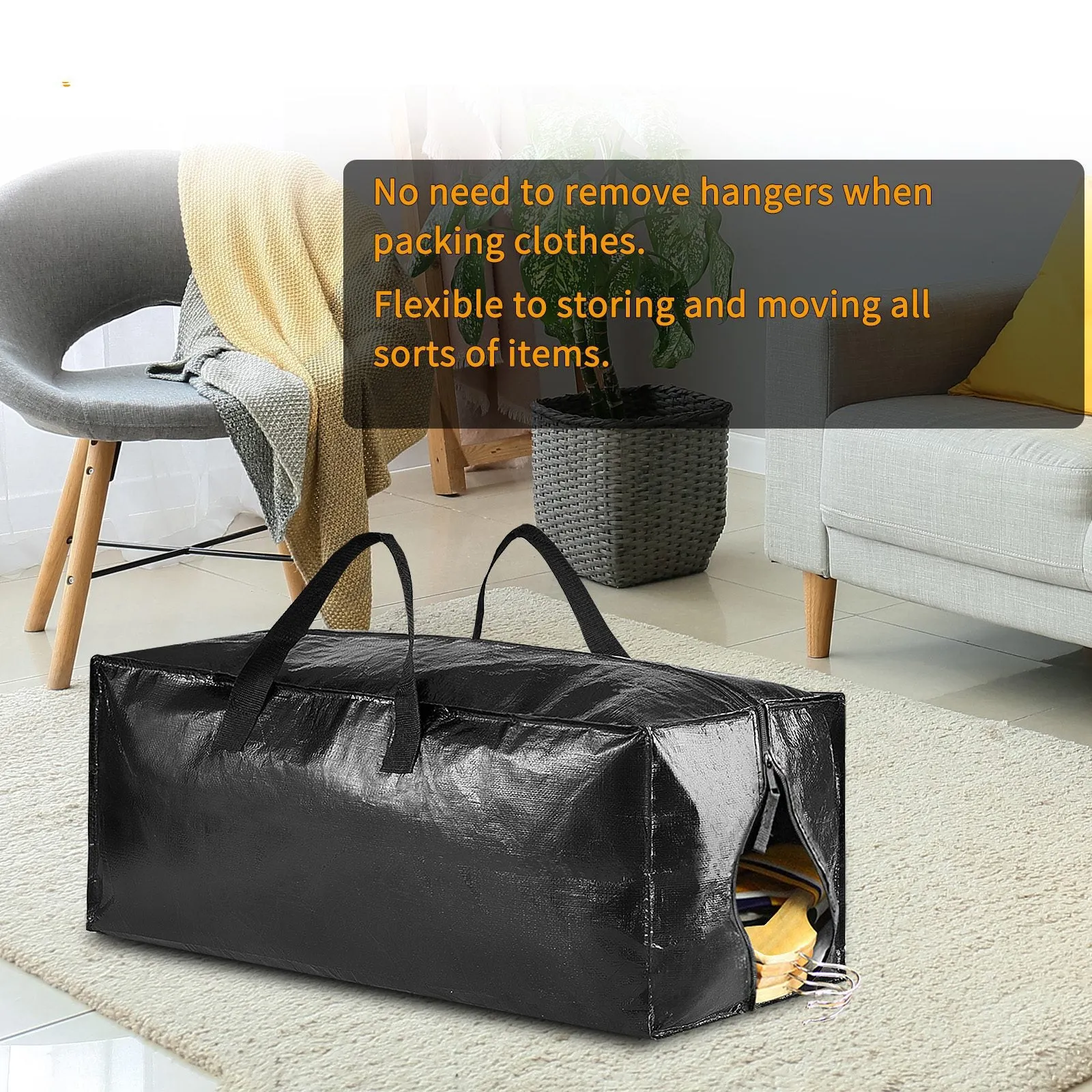SpaceAid Heavy Duty Moving Bags, Black (8 Pack)