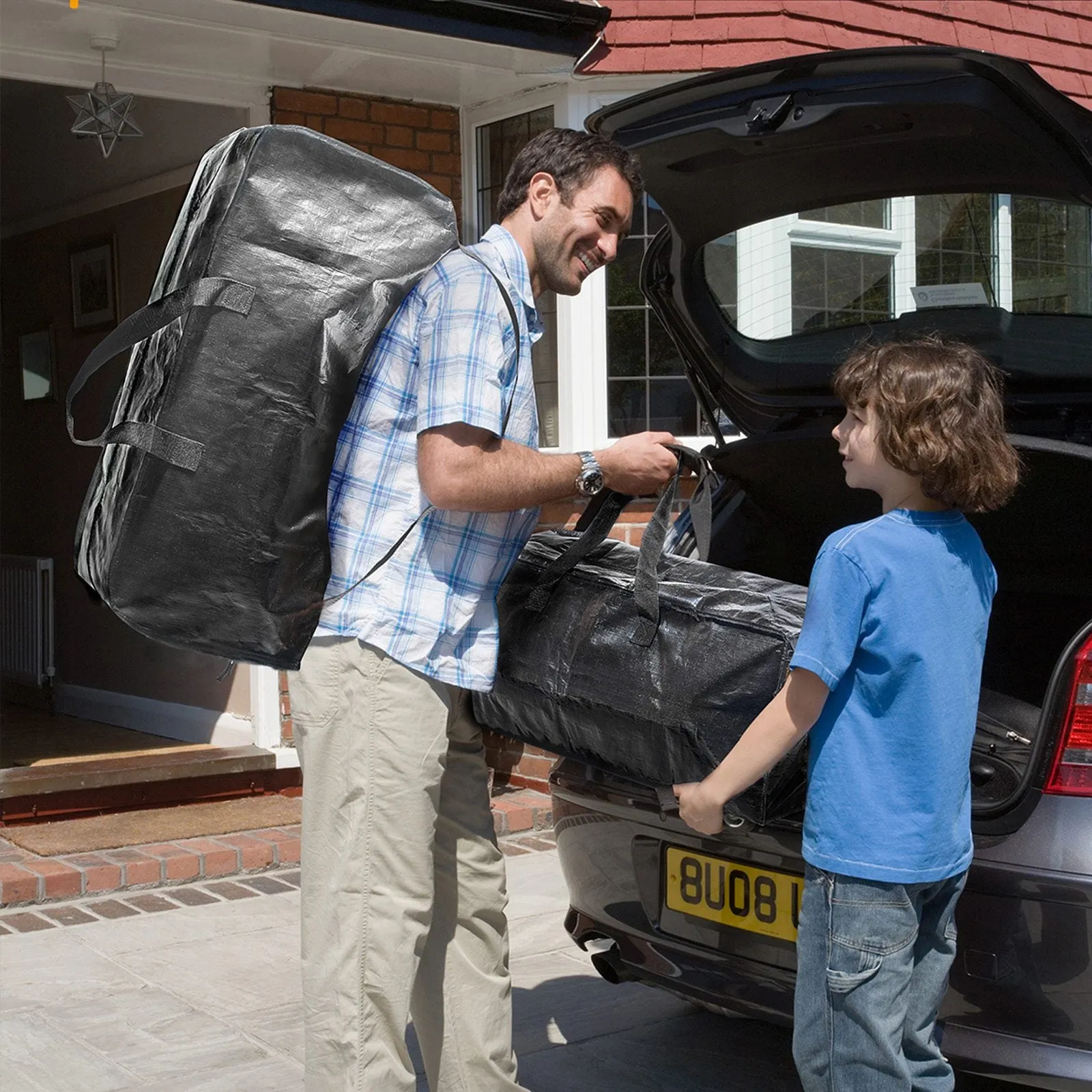 SpaceAid Heavy Duty Moving Bags, Black (8 Pack)