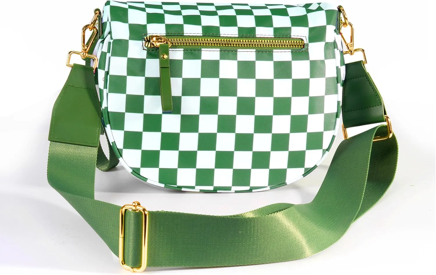 Spacious Checkered Nylon Crossbody Bag Bum Bag Checkered Handbags Wallets for Women