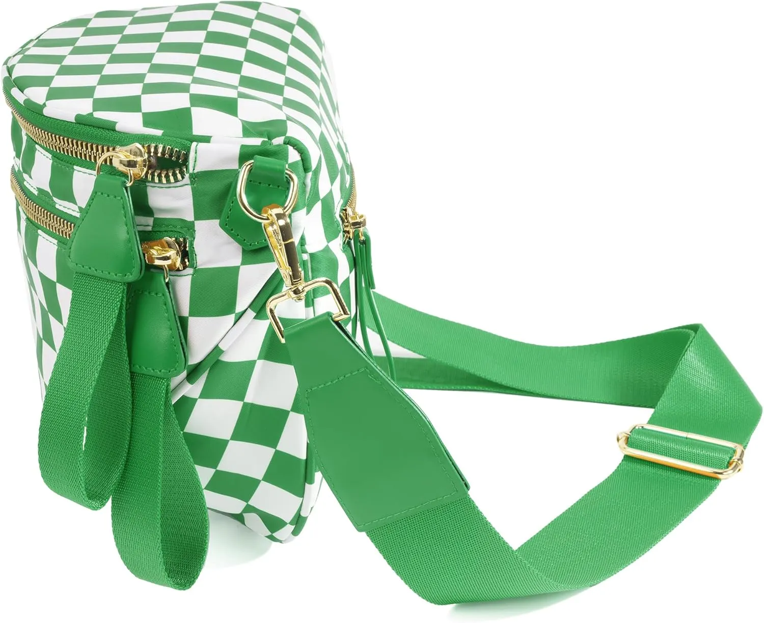 Spacious Checkered Nylon Crossbody Bag Bum Bag Checkered Handbags Wallets for Women
