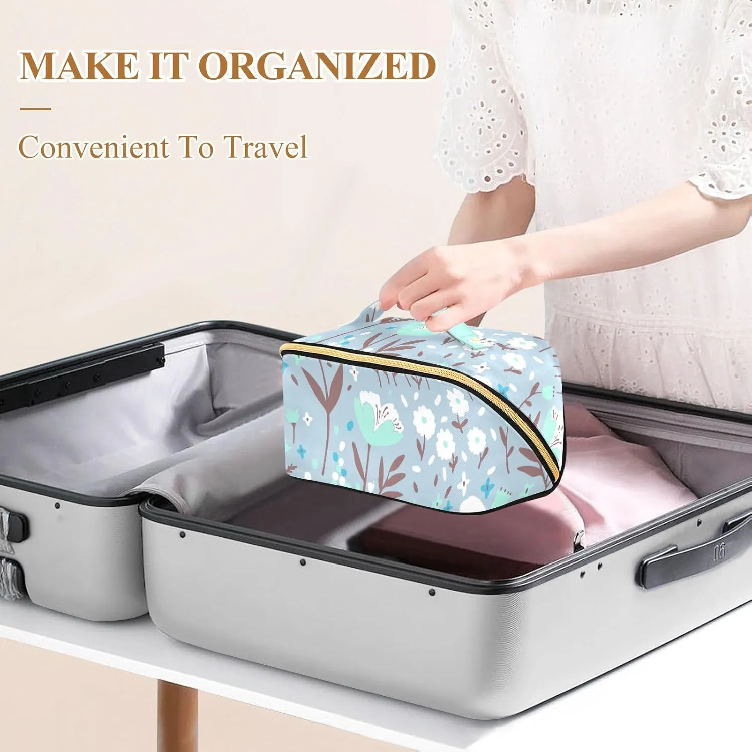 Spacious Rhombus Cosmetic Bag for Women Large Capacity Makeup Bag for Travel and Daily Use