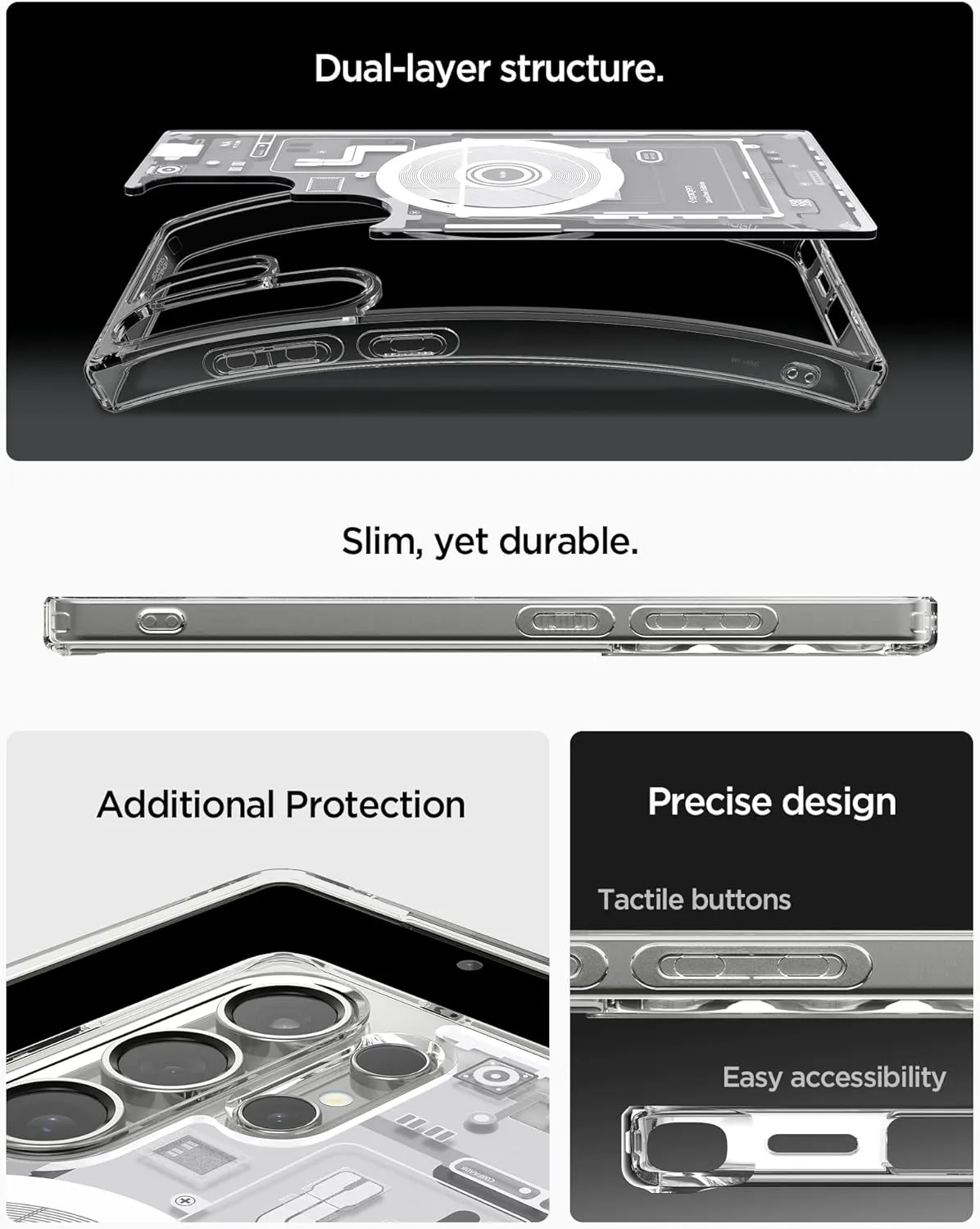 Spigen Ultra Hybrid MagFit Designed for Galaxy S25 Ultra Case [Qi2 Certified/Magnet for Galaxy] (2025) - Zero One White