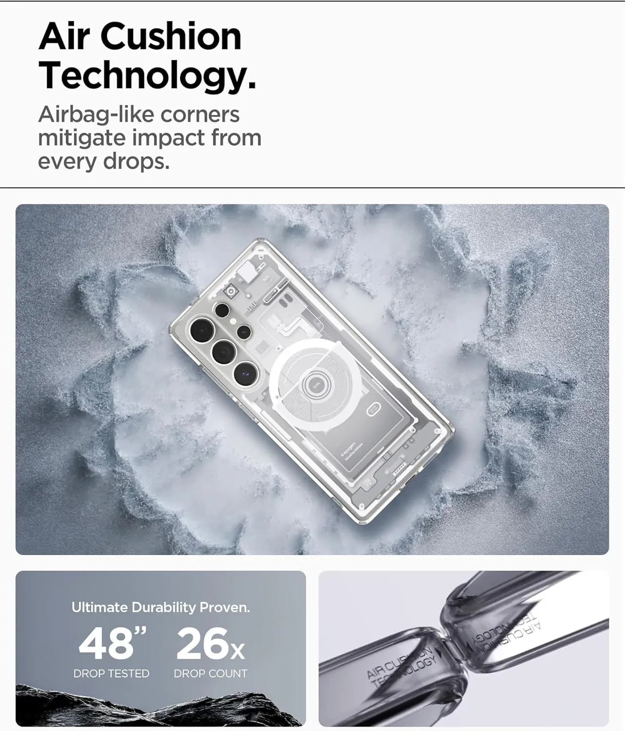 Spigen Ultra Hybrid MagFit Designed for Galaxy S25 Ultra Case [Qi2 Certified/Magnet for Galaxy] (2025) - Zero One White
