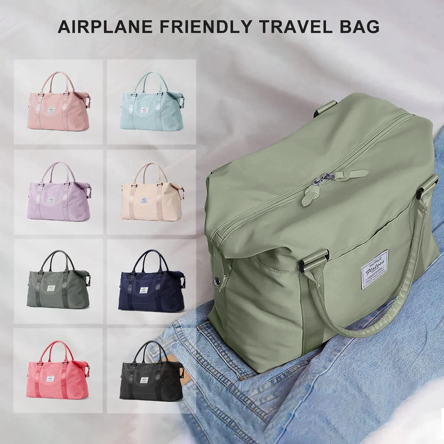 Sport Travel Duffle Bag Large Gym Tote Bag for Women, Weekender Carry on Bags for Airplane, Ladies Beach Overnight Bag Waterproof Luggage Bags with Wet Pocket Light Green