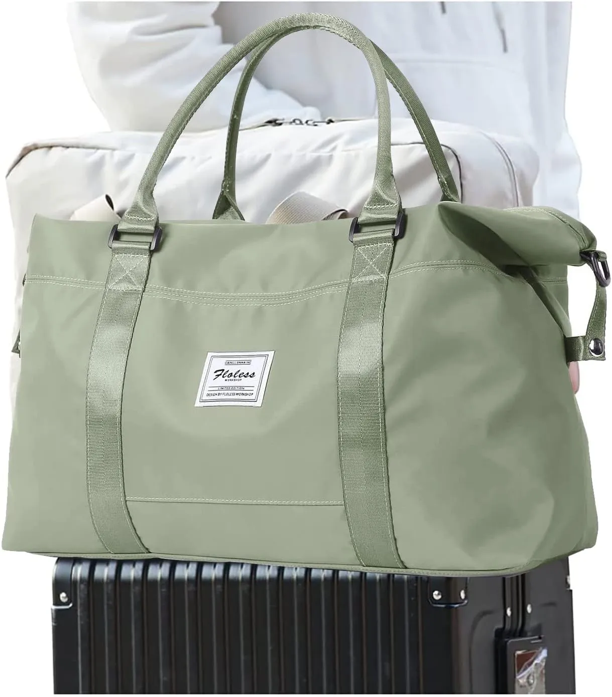Sport Travel Duffle Bag Large Gym Tote Bag for Women, Weekender Carry on Bags for Airplane, Ladies Beach Overnight Bag Waterproof Luggage Bags with Wet Pocket Light Green