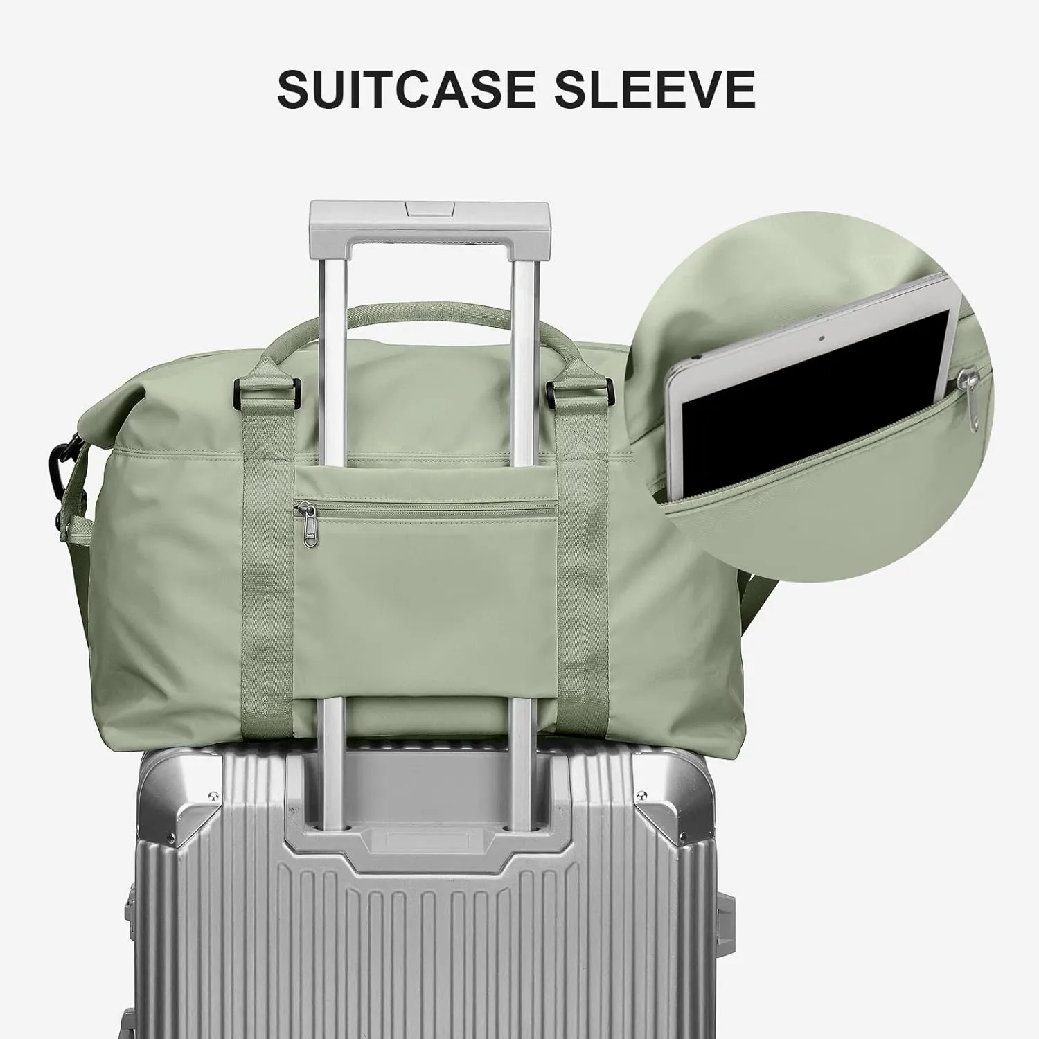 Sport Travel Duffle Bag Large Gym Tote Bag for Women, Weekender Carry on Bags for Airplane, Ladies Beach Overnight Bag Waterproof Luggage Bags with Wet Pocket Light Green
