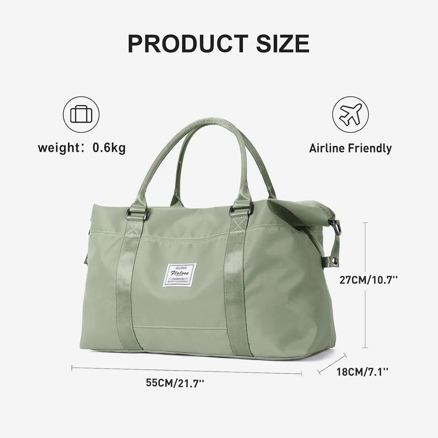 Sport Travel Duffle Bag Large Gym Tote Bag for Women, Weekender Carry on Bags for Airplane, Ladies Beach Overnight Bag Waterproof Luggage Bags with Wet Pocket Light Green
