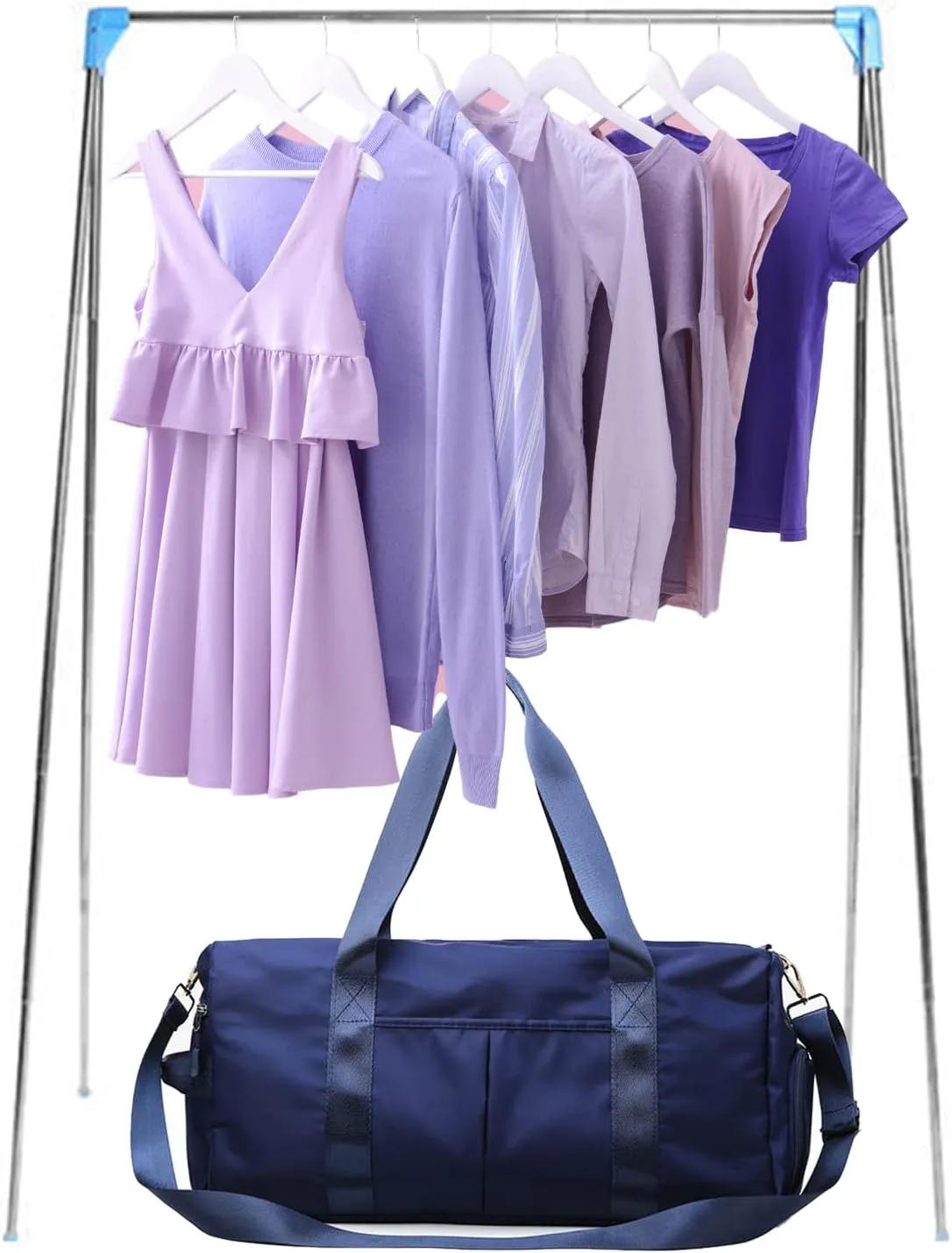 Sports Gym Bag Dance Bag Carry On Weekender Bag for Girls Teen Women, Waterproof Travel Duffle bag with Wet Pocket and Shoe Compartment (Bag   Garment Rack, Blue)
