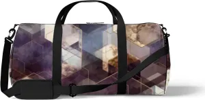 Sports Gym Bag for Women and Men Waterproof Abstract Gold Hexagons Duffel Bag Lightweight Carryon Traveling Boarding Gripsack