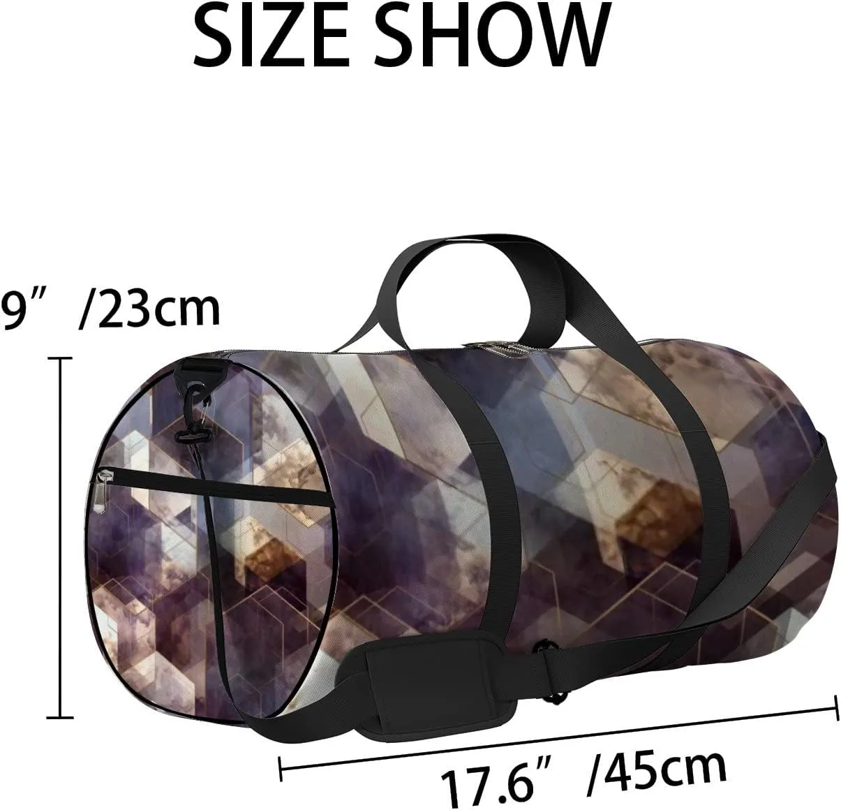 Sports Gym Bag for Women and Men Waterproof Abstract Gold Hexagons Duffel Bag Lightweight Carryon Traveling Boarding Gripsack