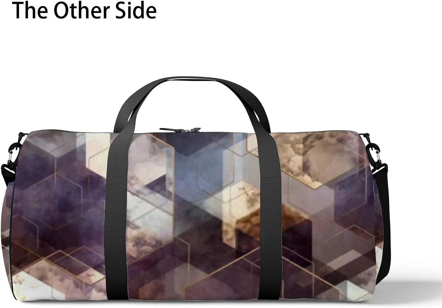 Sports Gym Bag for Women and Men Waterproof Abstract Gold Hexagons Duffel Bag Lightweight Carryon Traveling Boarding Gripsack