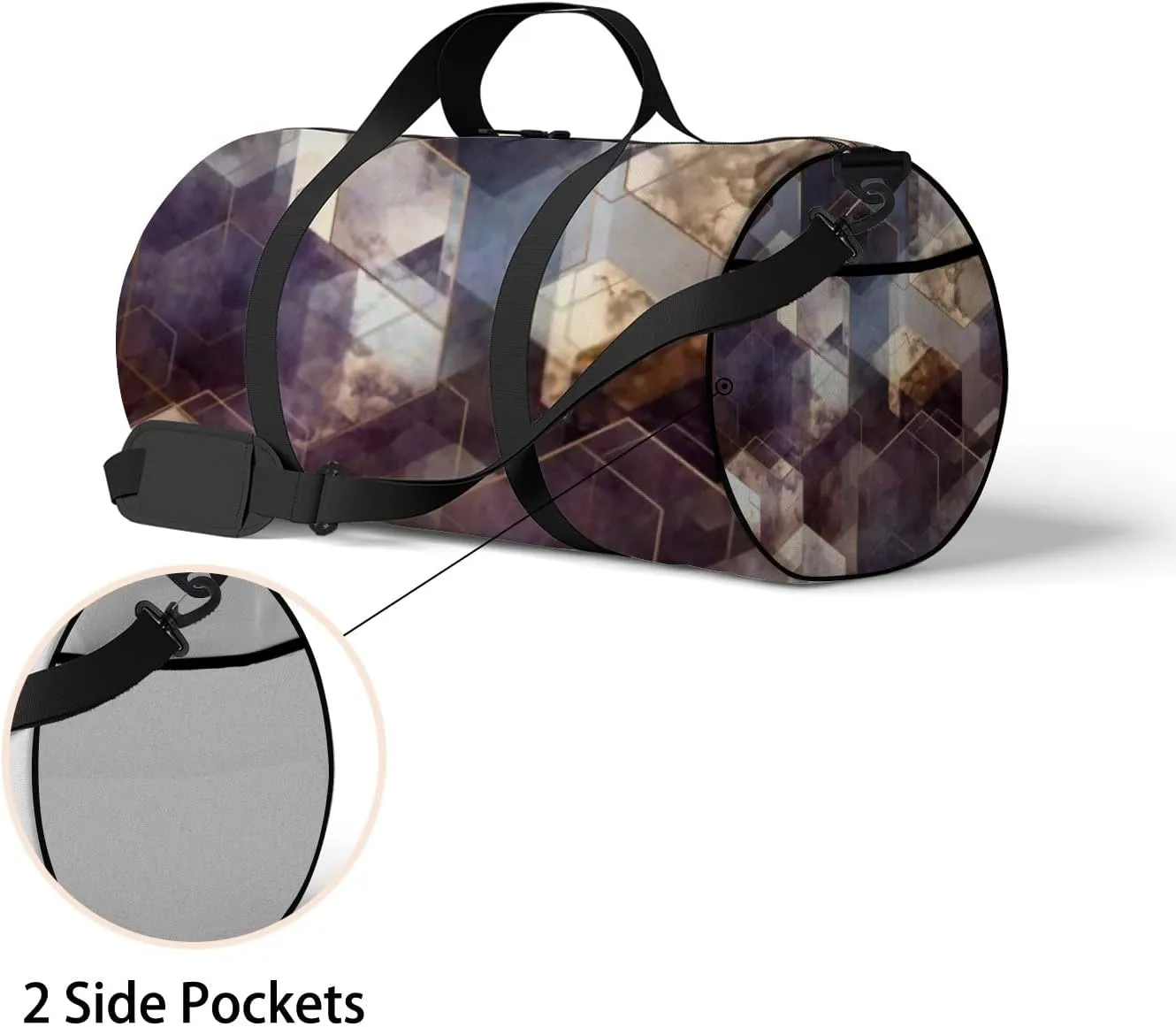 Sports Gym Bag for Women and Men Waterproof Abstract Gold Hexagons Duffel Bag Lightweight Carryon Traveling Boarding Gripsack