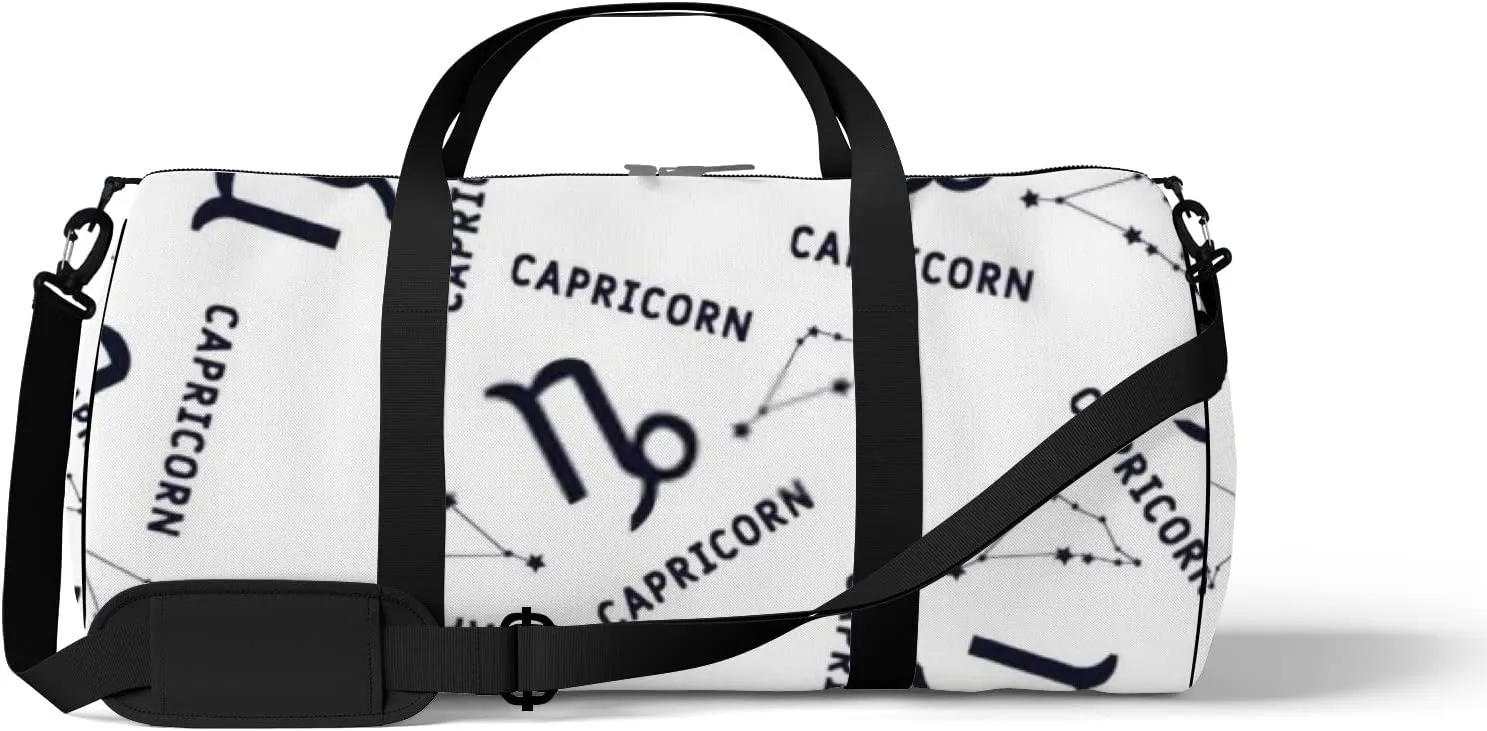 Sports Gym Bag for Women and Men Waterproof Capricorn Zodiac Star Duffel Bag Lightweight Carryon Traveling Boarding Gripsack