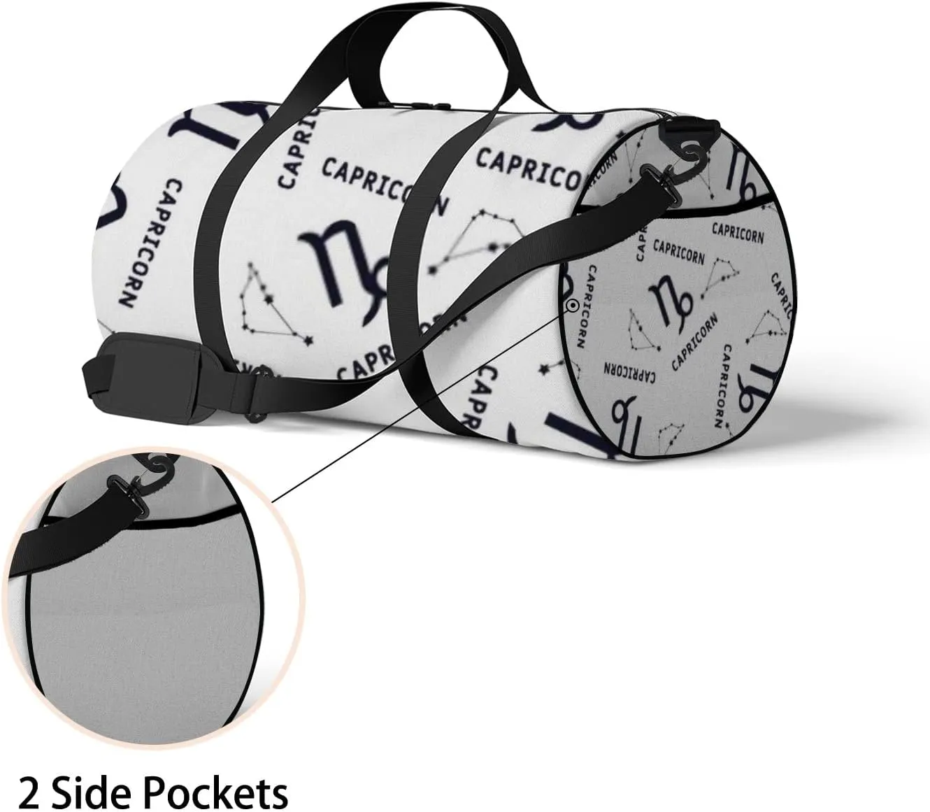 Sports Gym Bag for Women and Men Waterproof Capricorn Zodiac Star Duffel Bag Lightweight Carryon Traveling Boarding Gripsack