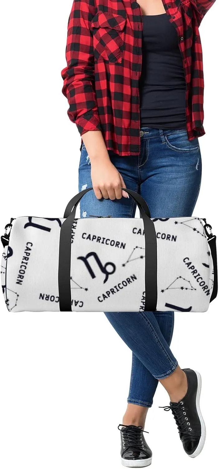 Sports Gym Bag for Women and Men Waterproof Capricorn Zodiac Star Duffel Bag Lightweight Carryon Traveling Boarding Gripsack