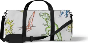 Sports Gym Bag for Women and Men Waterproof Cartoon Dinosaurs Duffel Bag Lightweight Carryon Traveling Boarding Gripsack