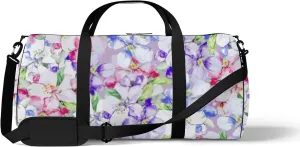 Sports Gym Bag for Women and Men Waterproof Lilac Pastel Flowers watercolor illustration pattern Duffel Bag Lightweight Carryon Traveling Boarding Gripsack