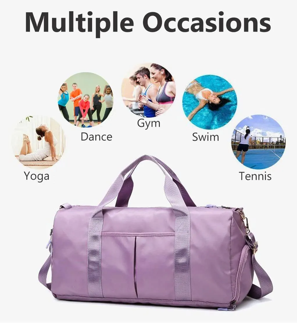 Sports Gym Dance Carry On Weekender Bag for Girls Teen Women, Waterproof Travel Duffle with Wet Pocket and Shoe Compartment, Skyblue, 19" x 10" x 11"
