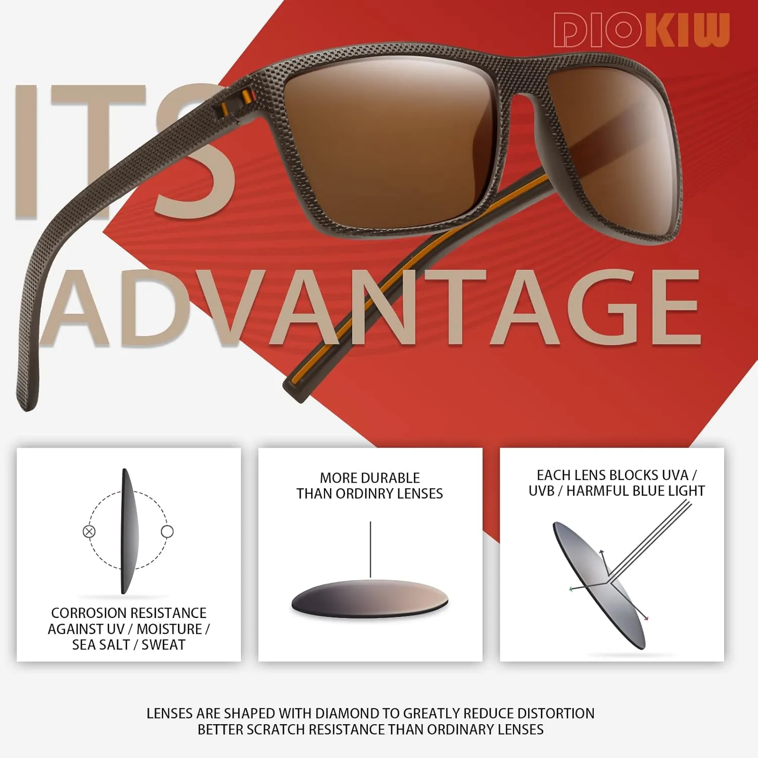 Square Polarized Sunglasses for Men Vintage Style Driving Travel Sun Glasses Lightweight Frame UV Protection Goggles