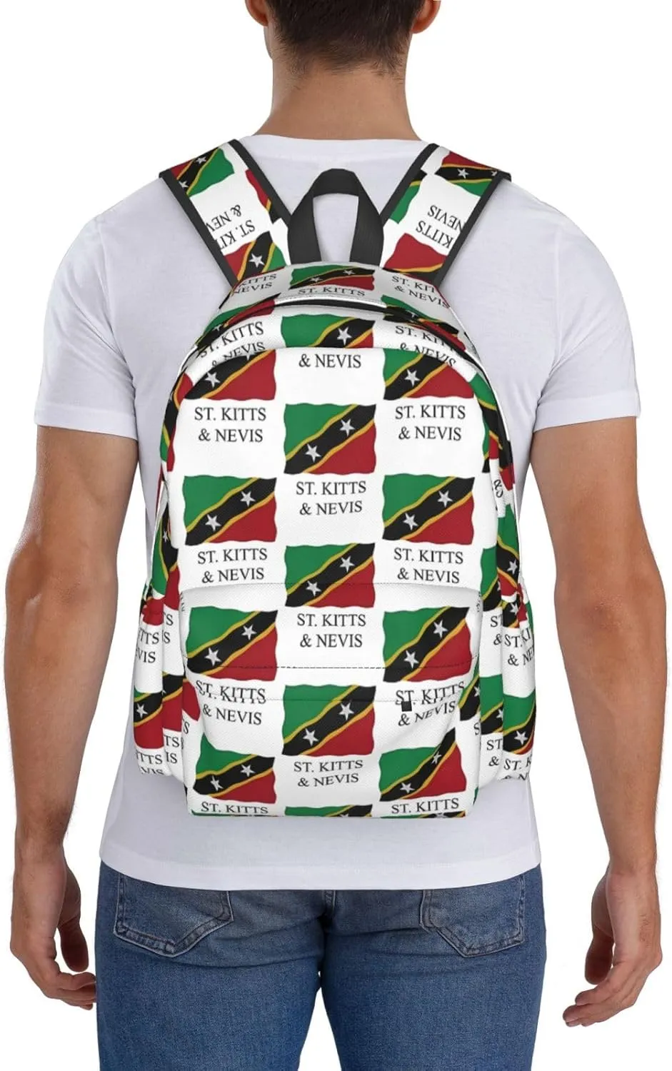 St Kitts Nevis flag Casual Backpack Large Capacity Travel Backpacks Laptop Daypack Commuter Rucksack Adjustable Strap Sports Bags for Hiking Biking