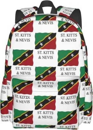 St Kitts Nevis flag Casual Backpack Large Capacity Travel Backpacks Laptop Daypack Commuter Rucksack Adjustable Strap Sports Bags for Hiking Biking
