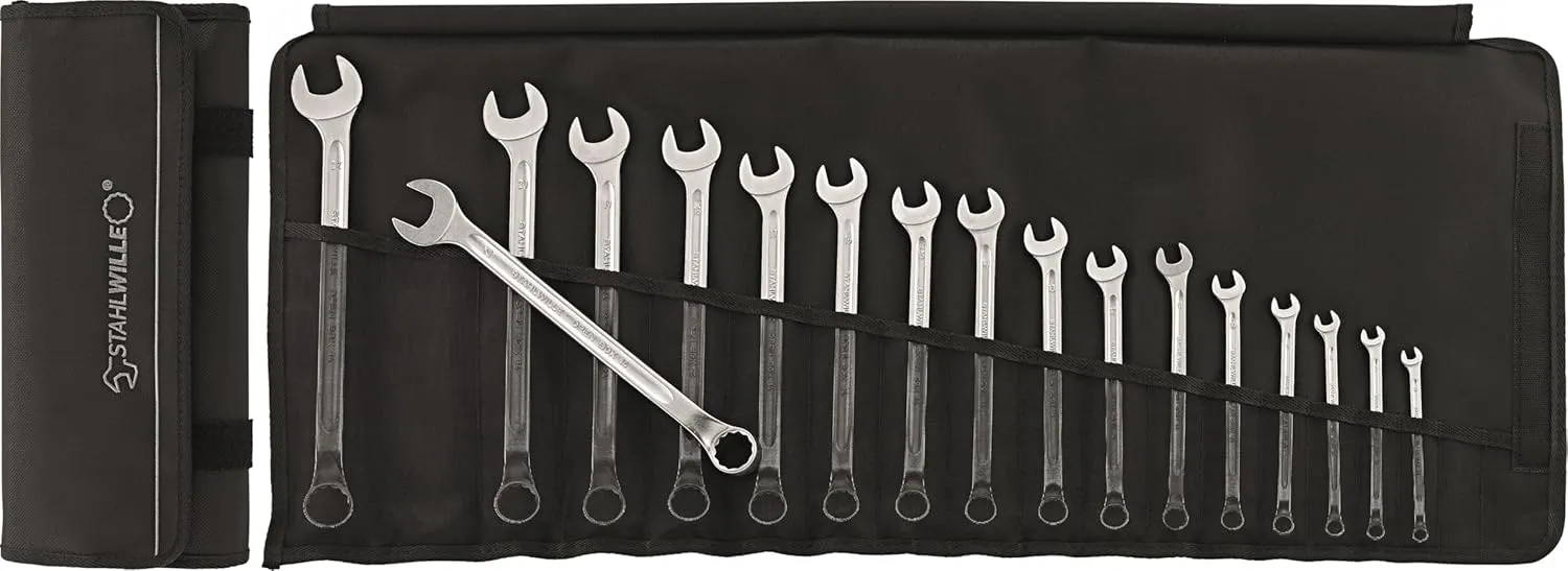 Stahlwille 96401005 14/17 Combination Spanner Set, Open-Box Long, 17 Piece Set, 6.0-22mm Range, High-Performance Quality, Chrome-Alloy-Steel, Made in Germany