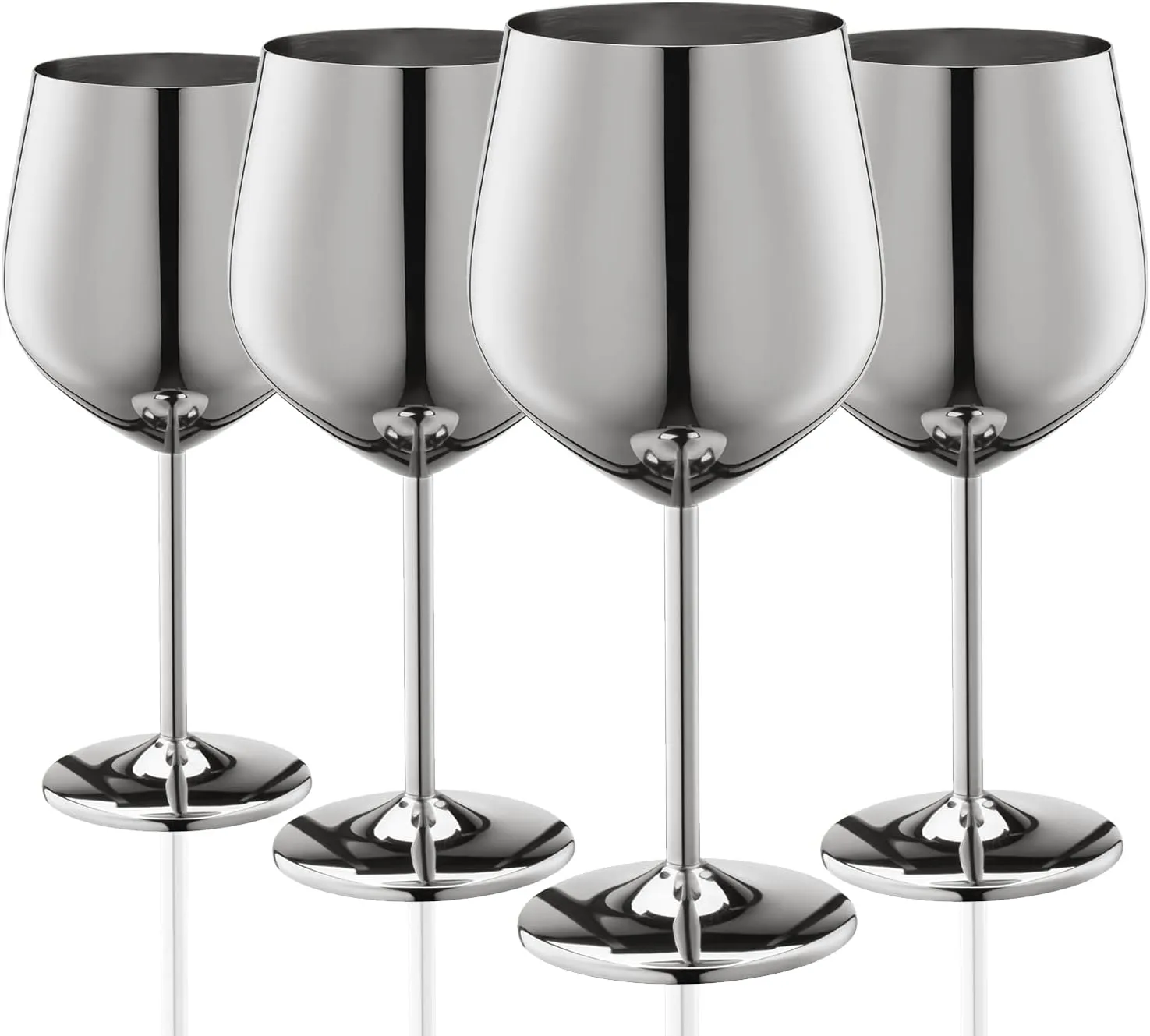 Stainless Steel Wine Glasses Set of 4, 18oz Unbreakable Metal Wine Glass, Fancy, Unique Wine Goblets for Outdoor, Travel, Camping and Pool, Ideal Gift for Wine Lovers (Silver)