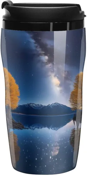 Starry Sky Tree New Zealand Coffee Mug with Lid Portable Tumbler Water Bottle for Travel Business 250ml