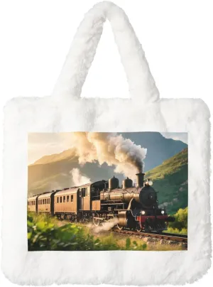 Steam Locomotive Train Plush Handbag,Soft Plush Bag,A Must-Have Cute Bag for Women When Going Out