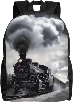 Steam Train Clouds Cute Backpack Waterproof Lightweight Laptop Backpack Shoulder Bag Casual Daypack For Women Men