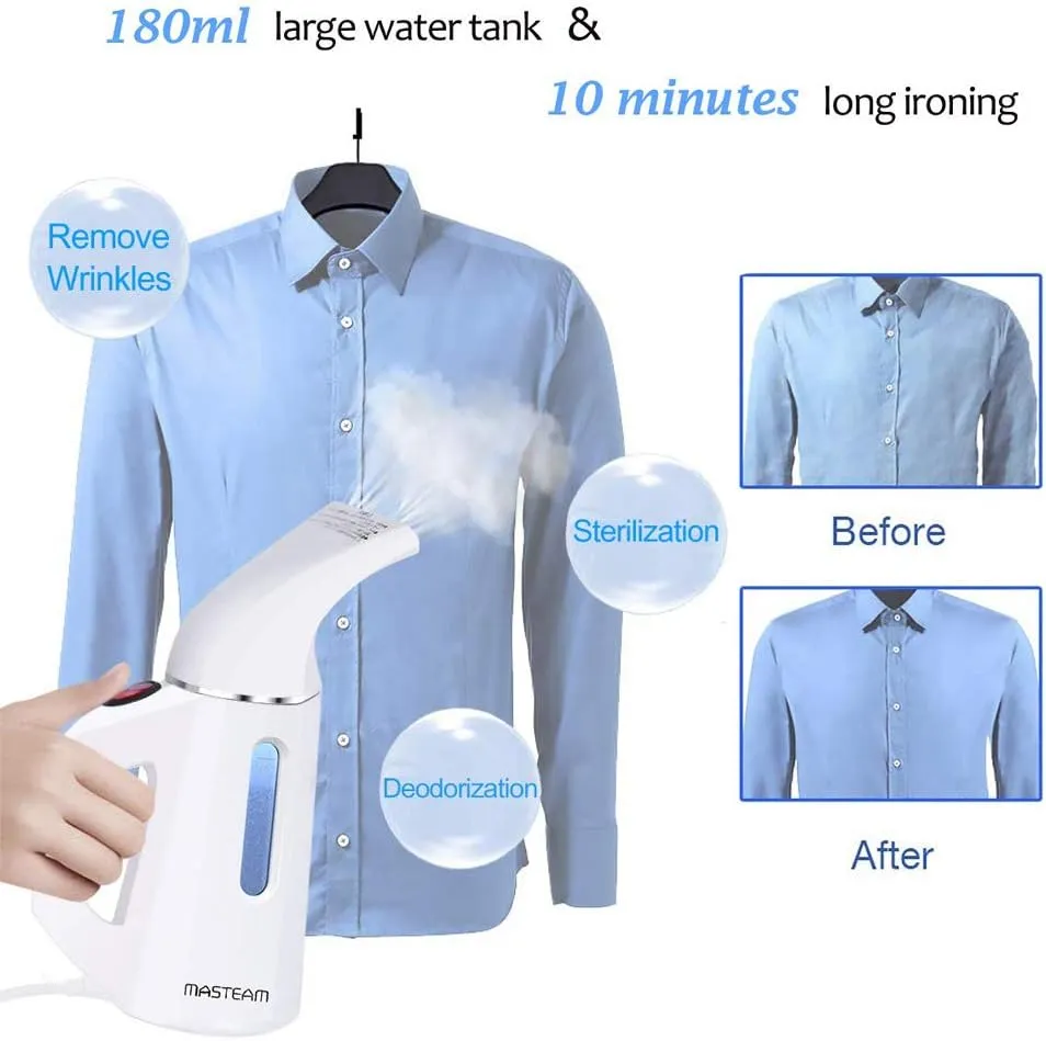 Steamer for Clothes Wrinkle Removes,Portable Handheld Garment Steamer for Hat,1lbs Lightly,40s Fast Heat-up,8 FT Power Cord,800W, Mini-Steamer for Home, Office and Travel (White)
