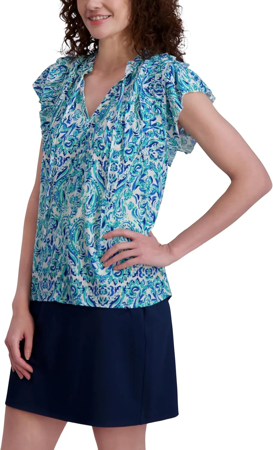 Stella Parker Women's Blouse – Flowy Lightweight Top for Casual, Work, Travel, Or Resort Wear
