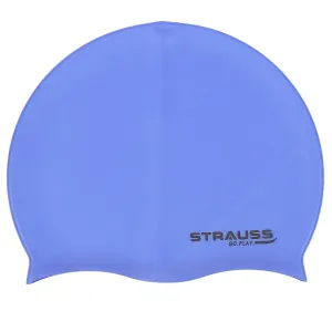Strauss Latest Designed Swimming Cap | Keeps Hair Clean with Ear Protector | Suitable For Long and Short Hair | Swimming Head Cap With Breathable Fabric | Waterproof Swim Cap for Adult, Woman and Men ,(Blue)