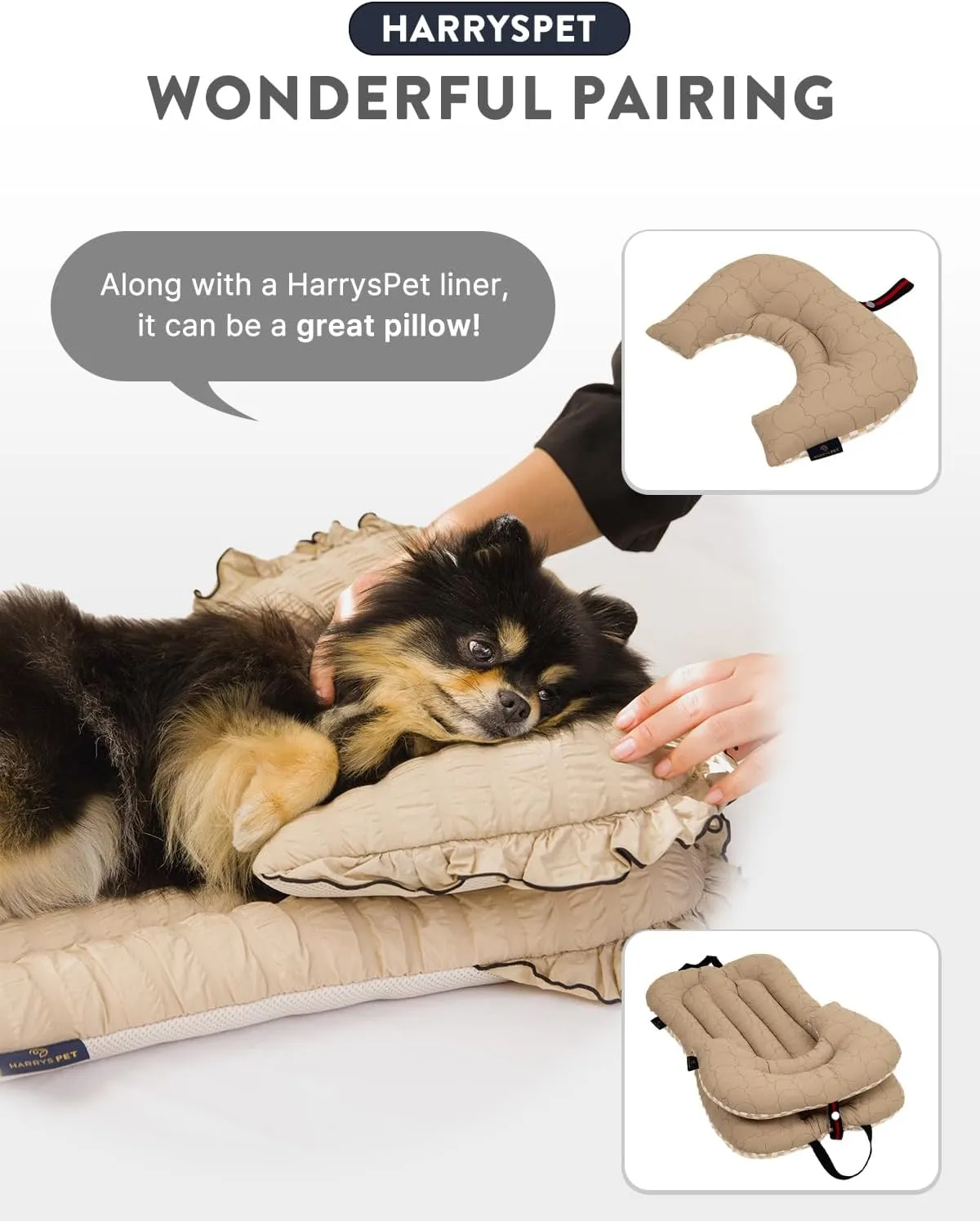 Stroller Cushion for Pets, Bolster, BerryMore Edition, Harryspet, Pet Pillows, Pet Strollers (Ivory Mint, Regular(12-15"))
