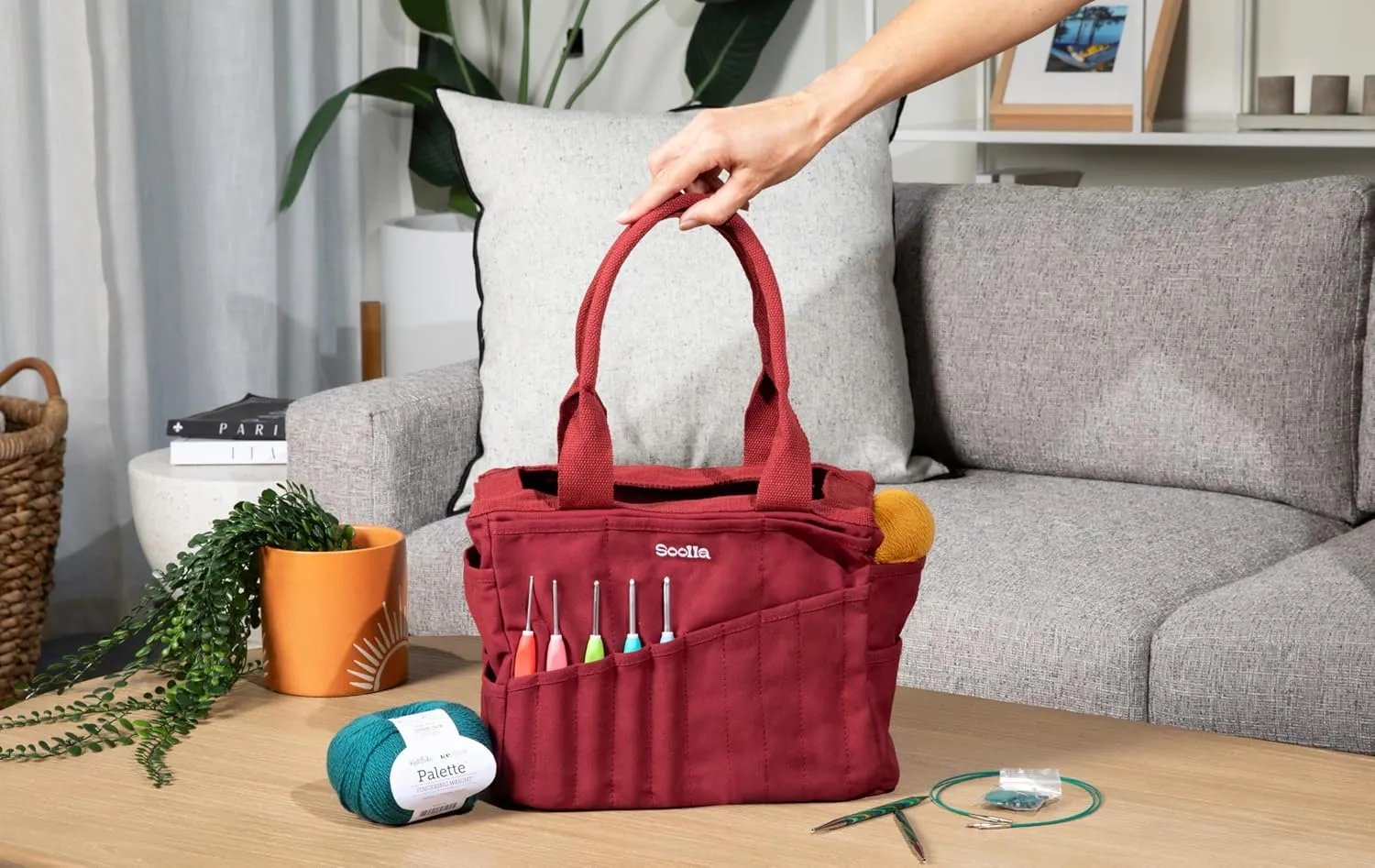 Studio Bag: Pottery Tool Bag, Art Supply Storage, Knitting Yarn Organizer, Crochet Projects, & Washable Craft Tote, 30 Pockets, 25  Canvas Colors, Student Artist Gift (Ganja Green)